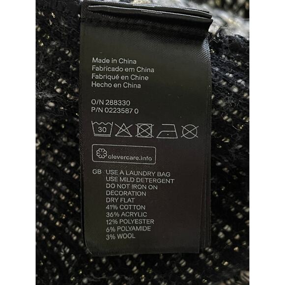 H&M Women’s Cardigan Sweater Jacket Black White - Picture 8 of 8